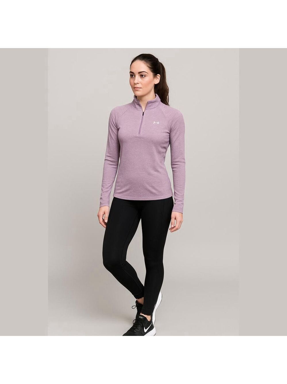 Under Armour Womens Tech Twist Half Zip Long Sleeve Pullover Small Purple